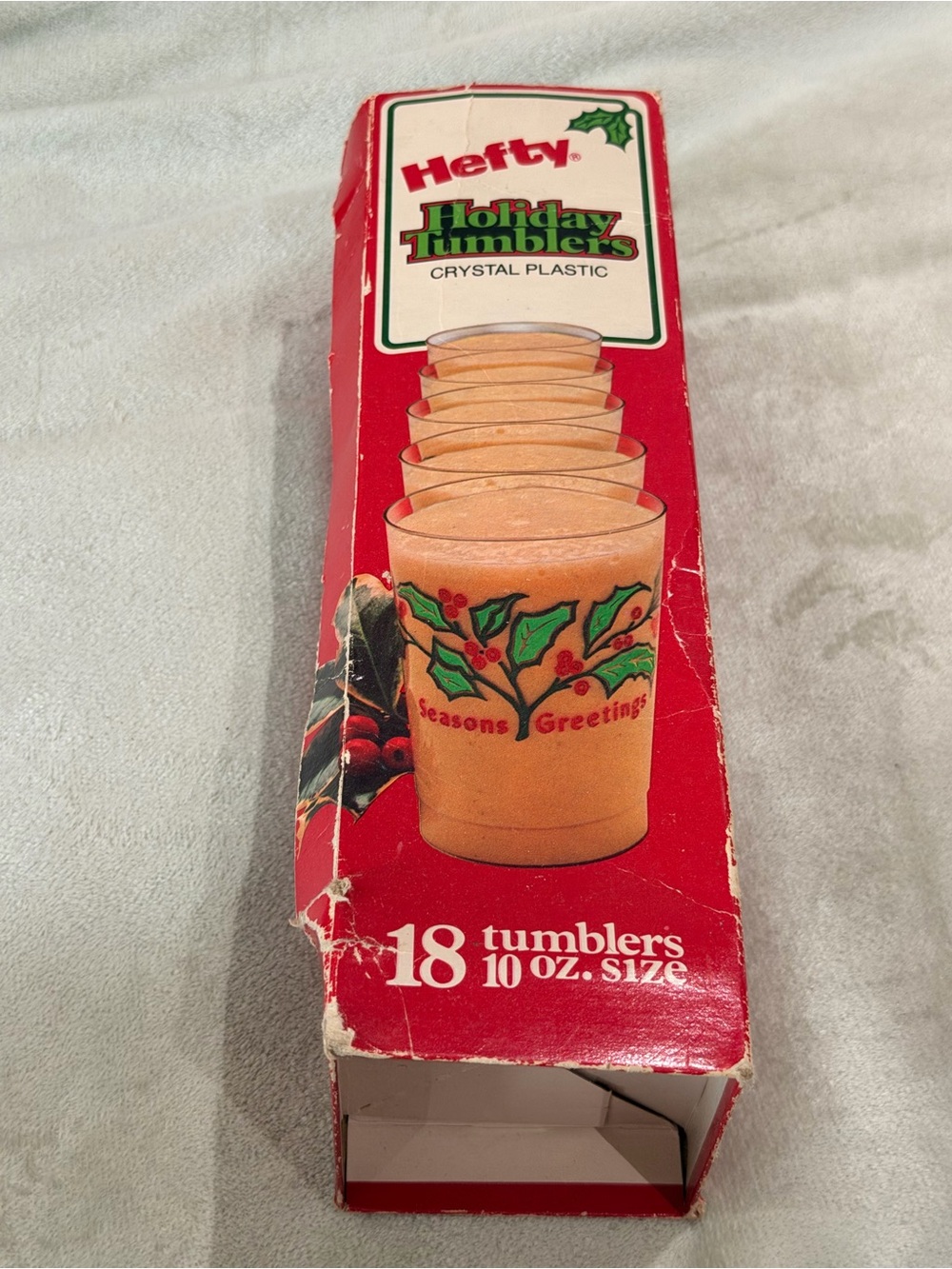 Vintage Hefty Holiday Tumblers Crystal Plastic 10 oz Cups Christmas *13 Count